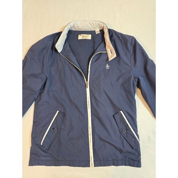 Original Penguin Navy Blue Lightweight Hoodie Jacket With Stand Collar Zip Front - Picture 14 of 16